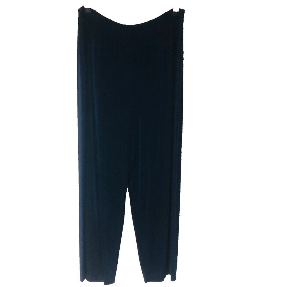 Citiknits Wide Leg Pants Women's PXL Navy Knit Minimalist  Slinky Office EZ Care